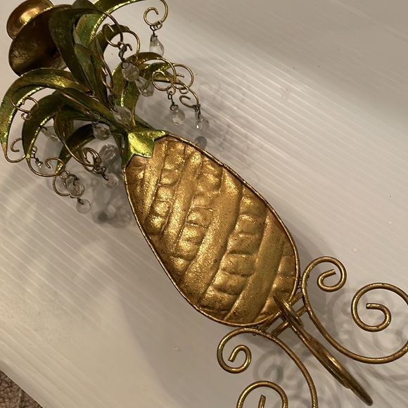 Pineapple 🍍 Detailed Candle Holder -w/ Hanging Clear Beads Must see - unique - Picture 14 of 14